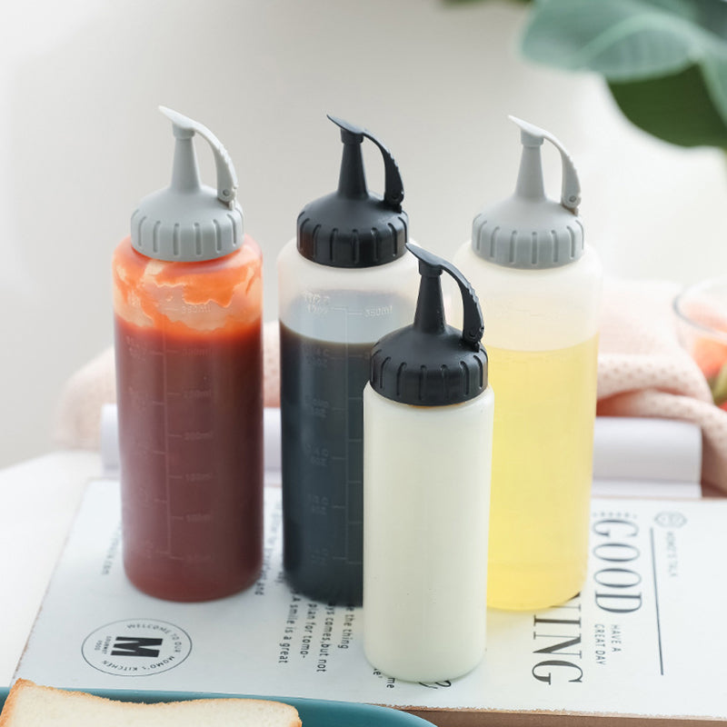 Condiment Squeeze Bottle with Leak Proof Snap Cap 6pcs Pack 350 ML / 12 oz