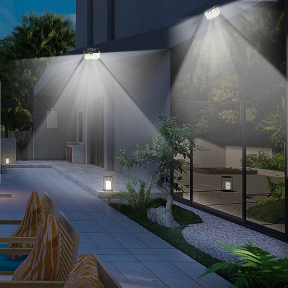 2pcs Pack, Wide Angle Solar Wall Lights with Motion Sensor