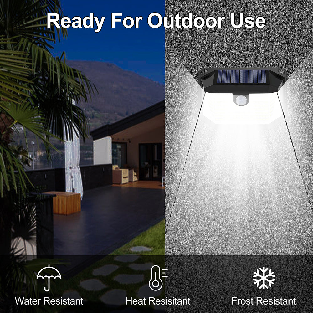 2pcs Pack, Wide Angle Solar Wall Lights with Motion Sensor