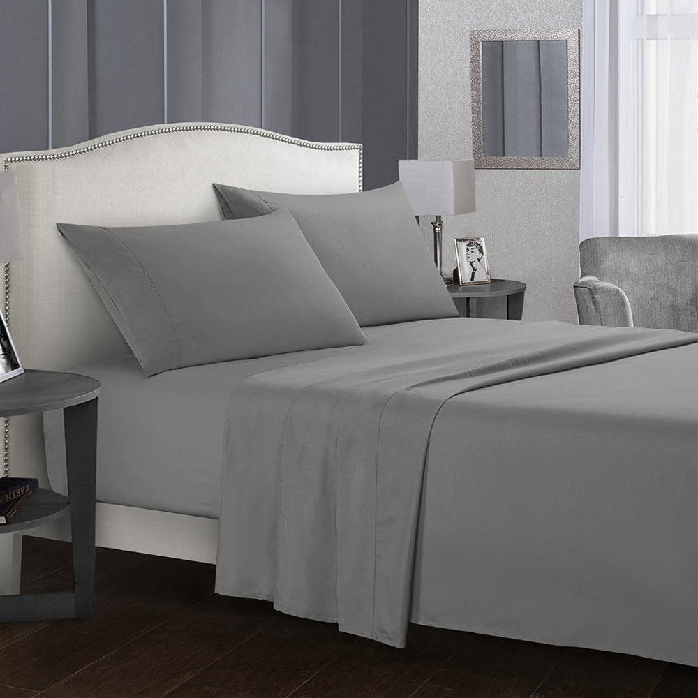 Brushed Microfiber Basic Bedding King Sheet Set (4 Color Option:White, Navy Blue, Gray, Beige,4 Size Option: TWIN, FULL, QUEEN, KING, )