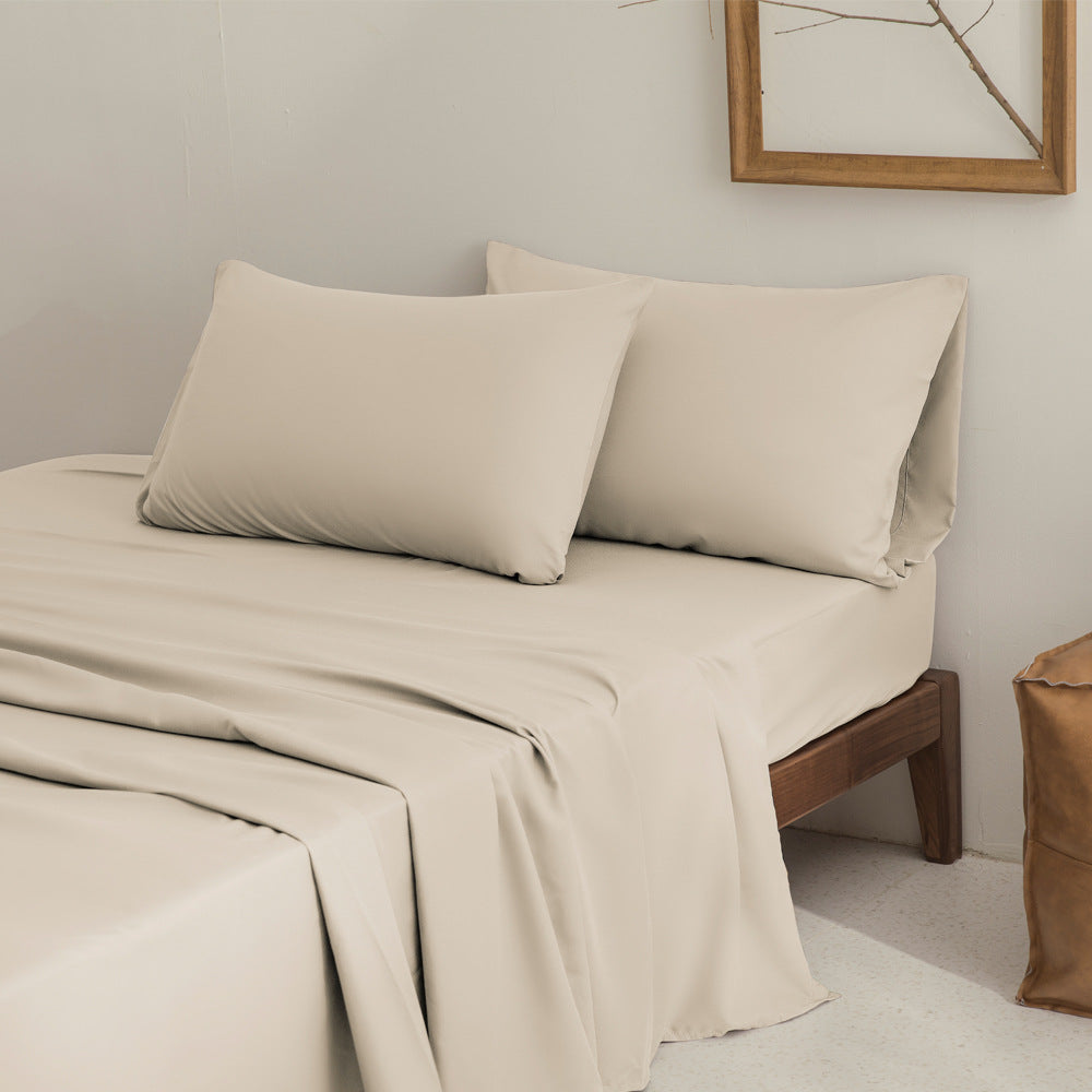Brushed Microfiber Basic Bedding King Sheet Set (4 Color Option:White, Navy Blue, Gray, Beige,4 Size Option: TWIN, FULL, QUEEN, KING, )