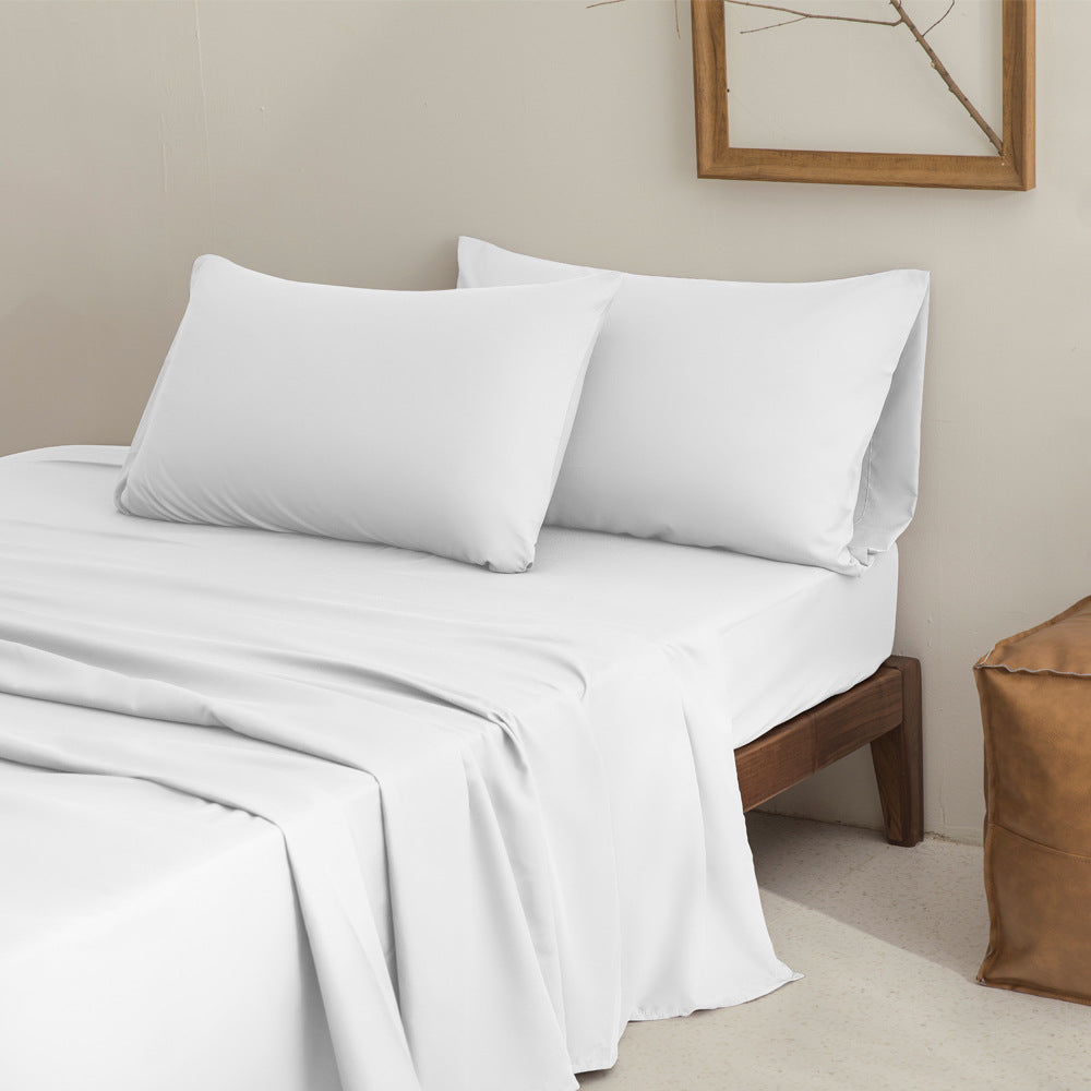Brushed Microfiber Basic Bedding King Sheet Set (4 Color Option:White, Navy Blue, Gray, Beige,4 Size Option: TWIN, FULL, QUEEN, KING, )