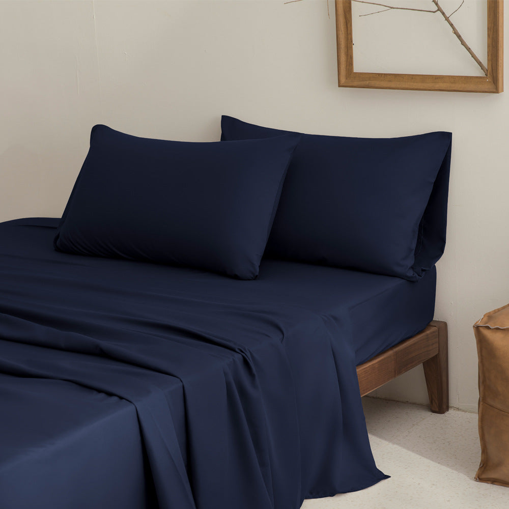 Brushed Microfiber Basic Bedding King Sheet Set (4 Color Option:White, Navy Blue, Gray, Beige,4 Size Option: TWIN, FULL, QUEEN, KING, )