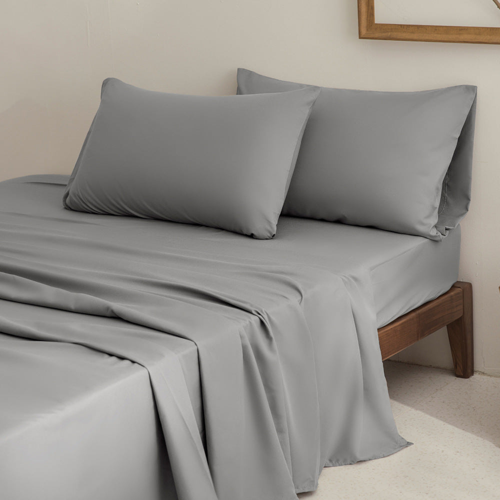 Brushed Microfiber Basic Bedding King Sheet Set (4 Color Option:White, Navy Blue, Gray, Beige,4 Size Option: TWIN, FULL, QUEEN, KING, )