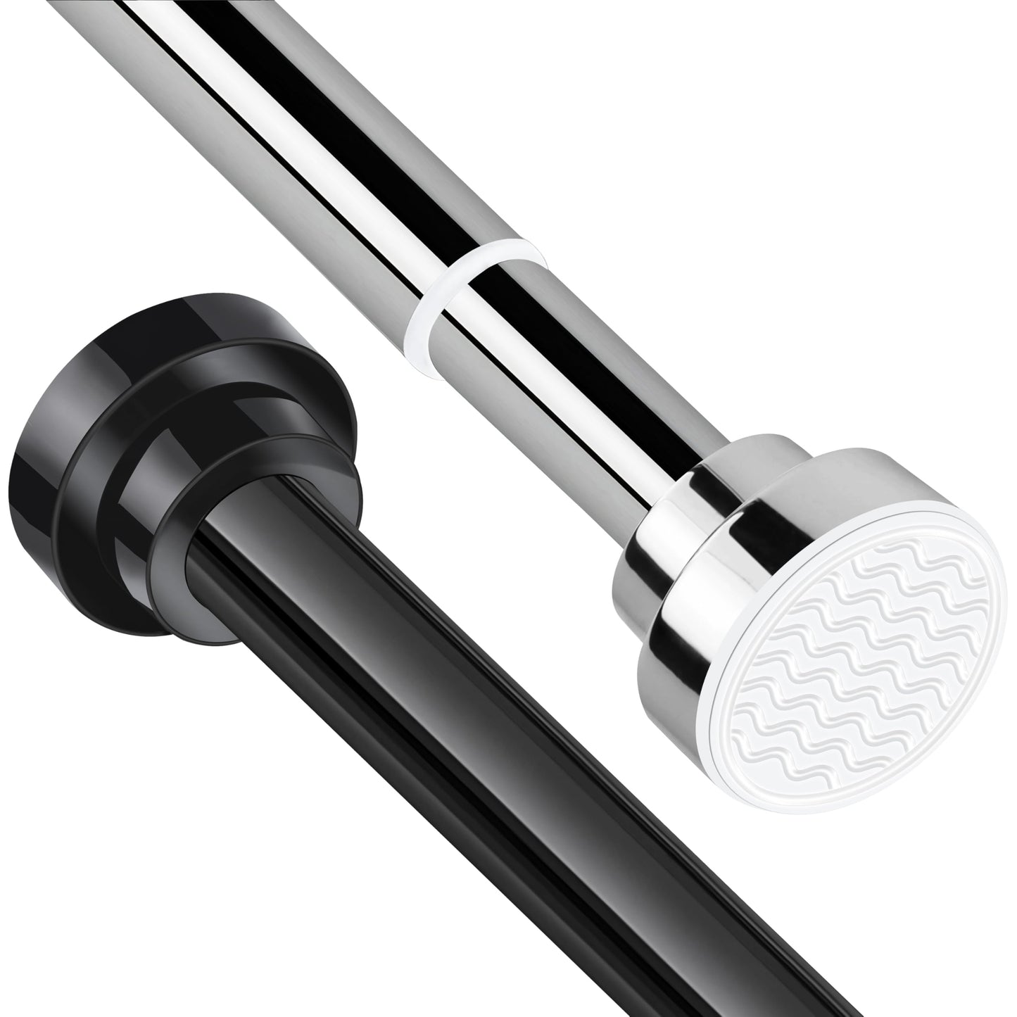 Stainless Steel Extendable Shower Curtain Rod (27-76 inch) No Drilling Installation (2 Color Option: Black/Silver)