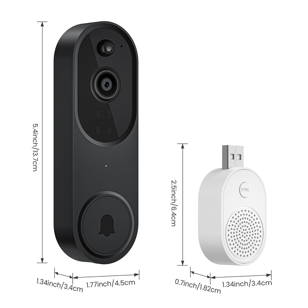 Wifi Wireless Smart Video Doorbell, Black