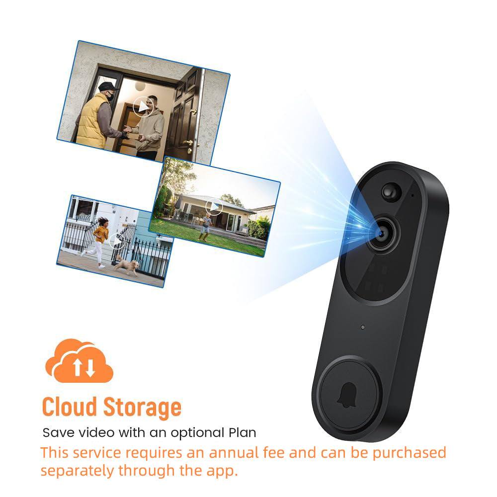 Wifi Wireless Smart Video Doorbell, Black