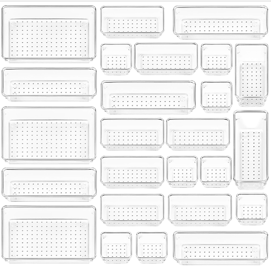 25-Piece Drawer Organizers Set with 4-Size