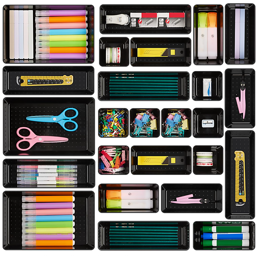 25-Piece Drawer Organizers Set with 4-Size (3 Color Options)