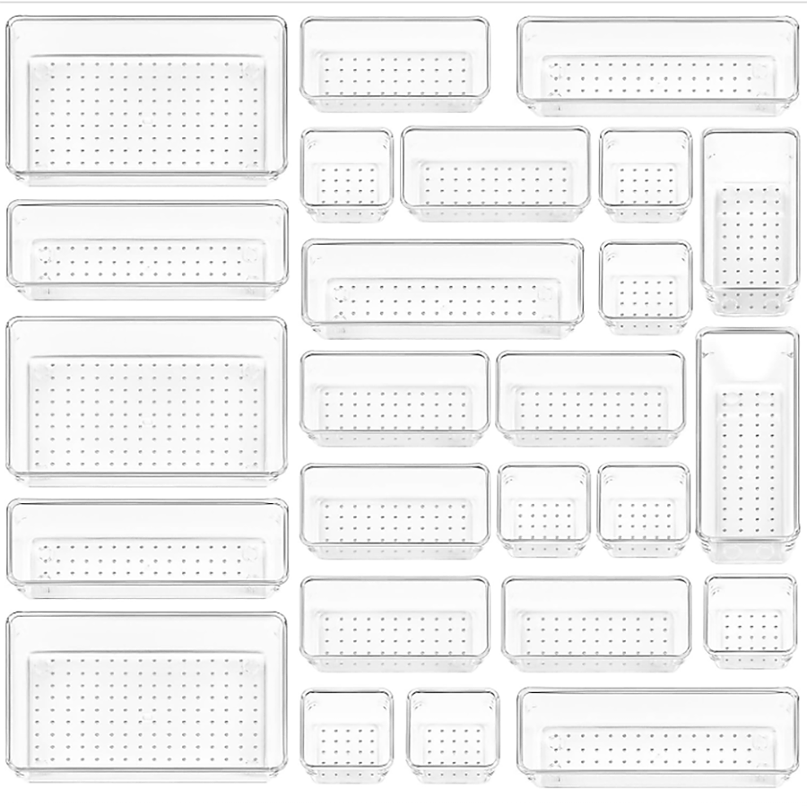 25-Piece Drawer Organizers Set with 4-Size (3 Color Options)