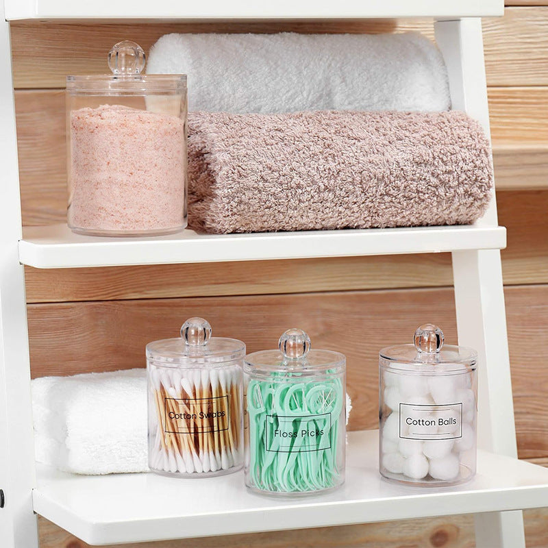 Plastic Dispenser Jar for Cotton Ball and Cotton Swab 10 Units, Clear