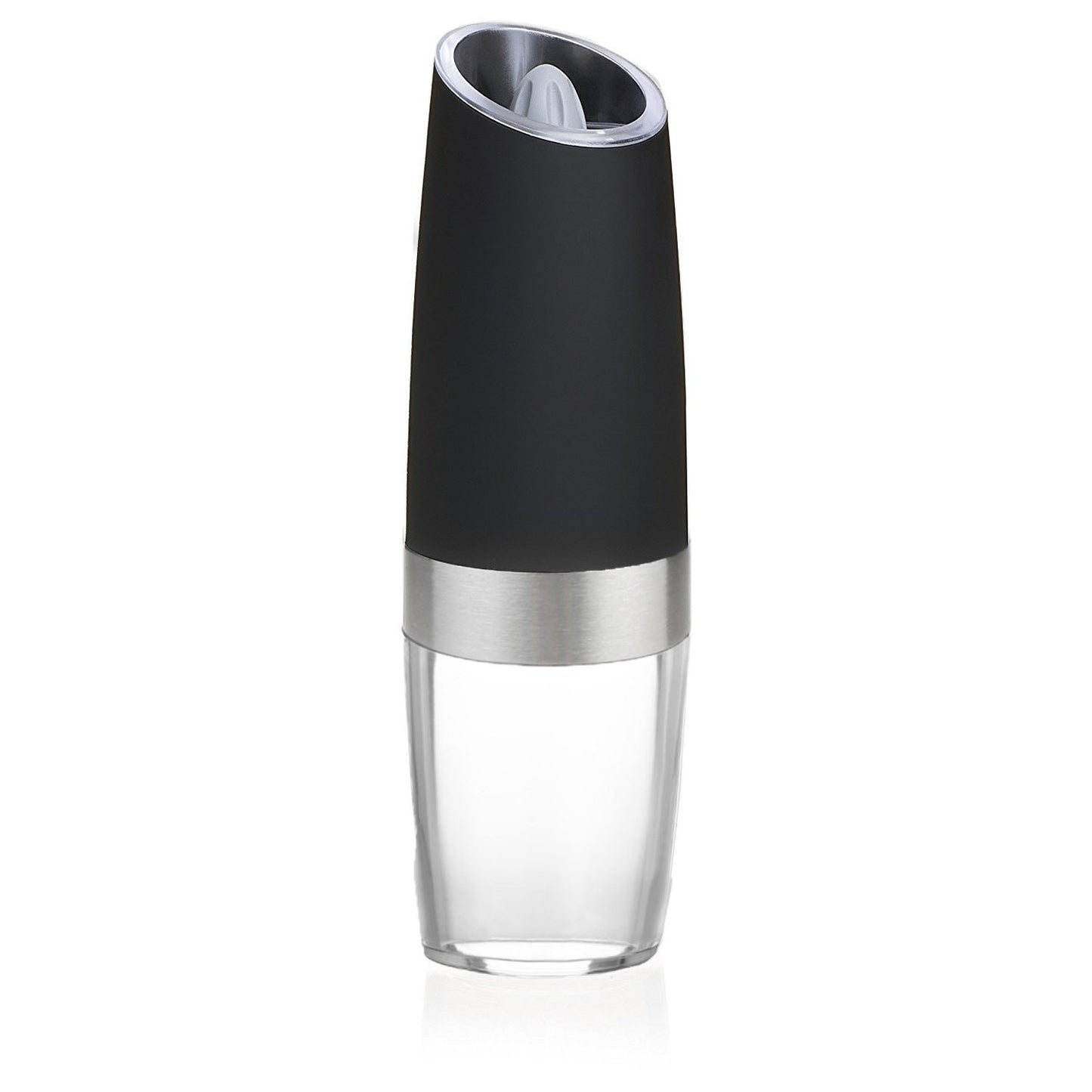 Battery Powered Gravity Electric Pepper Grinder with LED Light 2 Units, Black