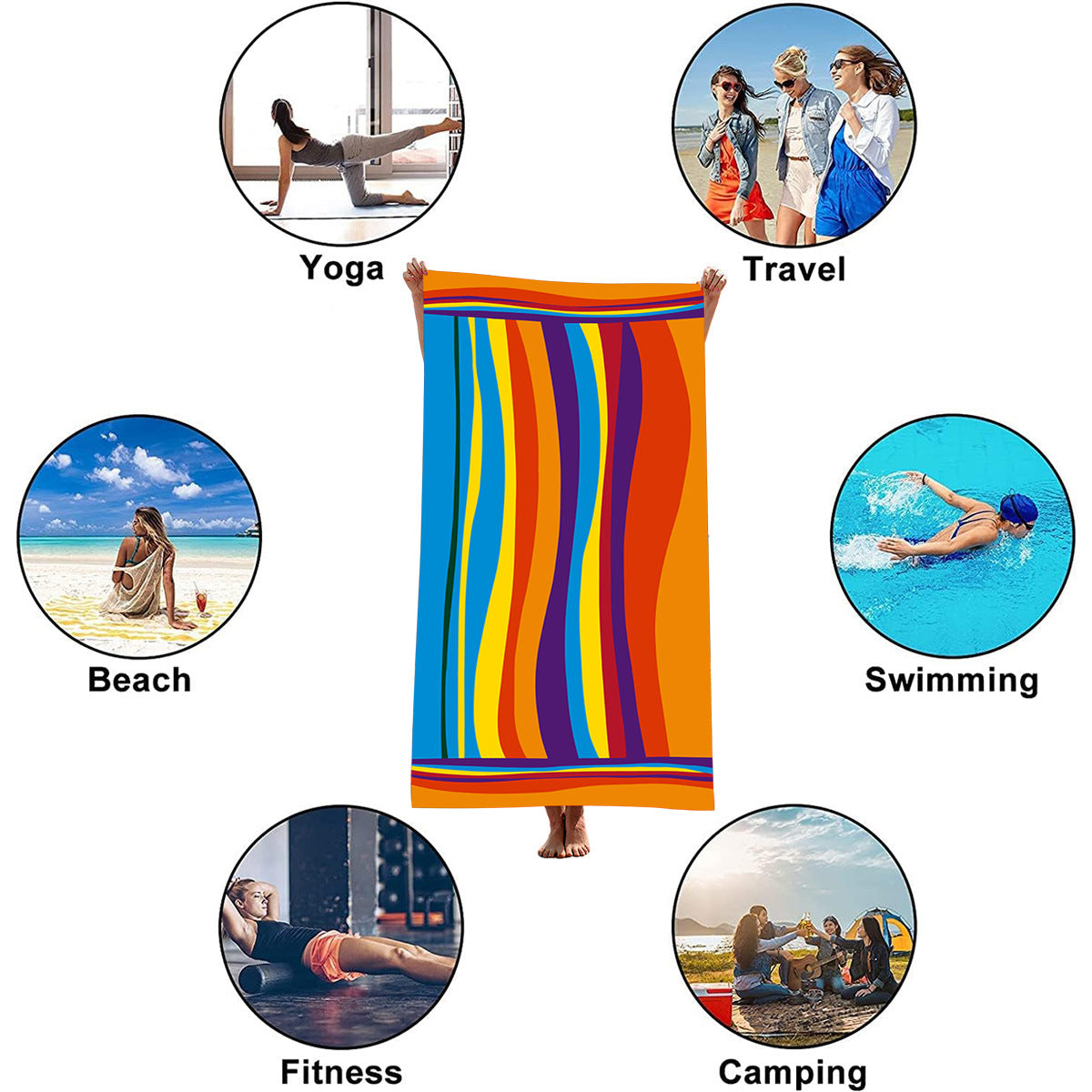 Oversized Striped Beach Towel 2 Units