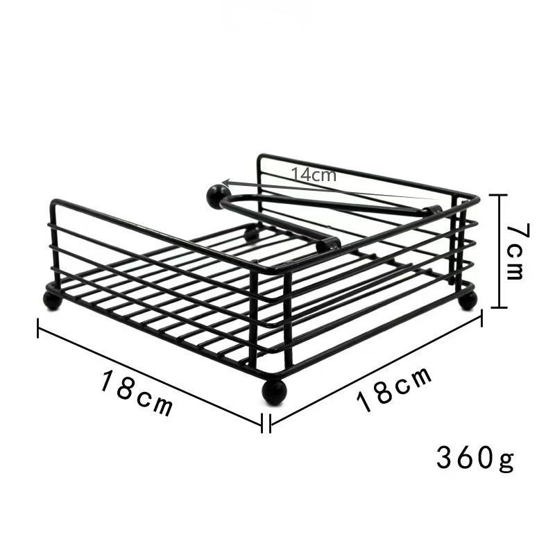 Flat Napkin Holder with Weighted Arm 3 Units, Black