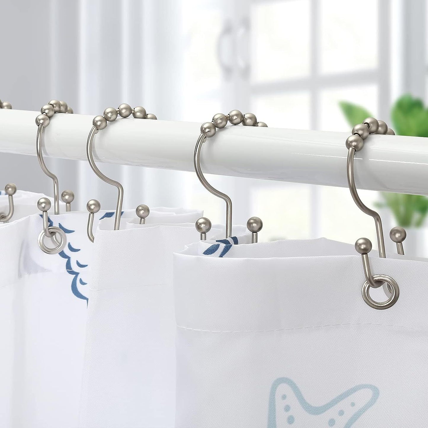 Double Shower Curtain Hooks 24 Units (3 Color Options)