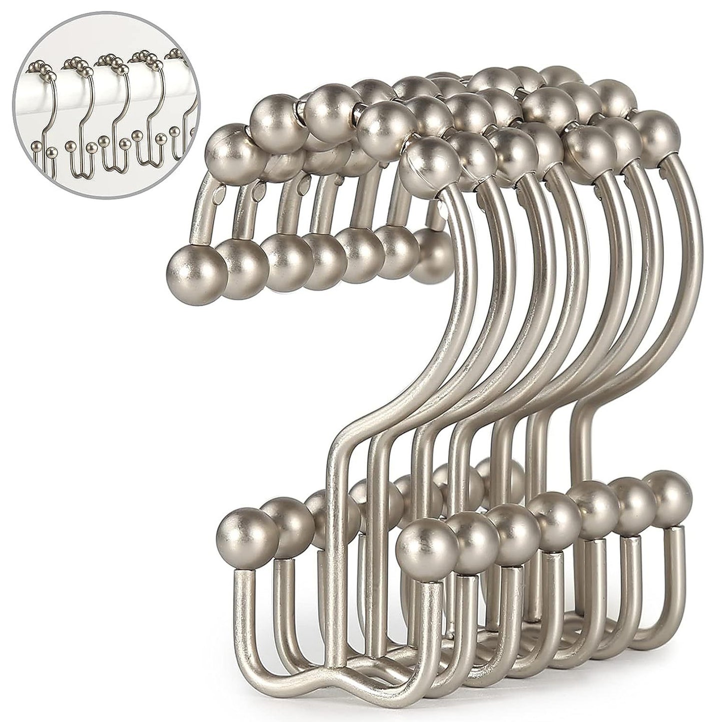 Double Shower Curtain Hooks 2pack 24pcs Eah Pack 12pcs