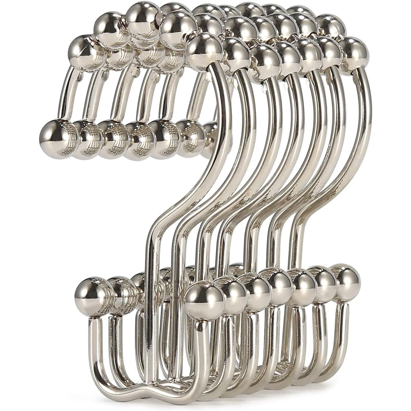 Double Shower Curtain Hooks 24 Units (3 Color Options)
