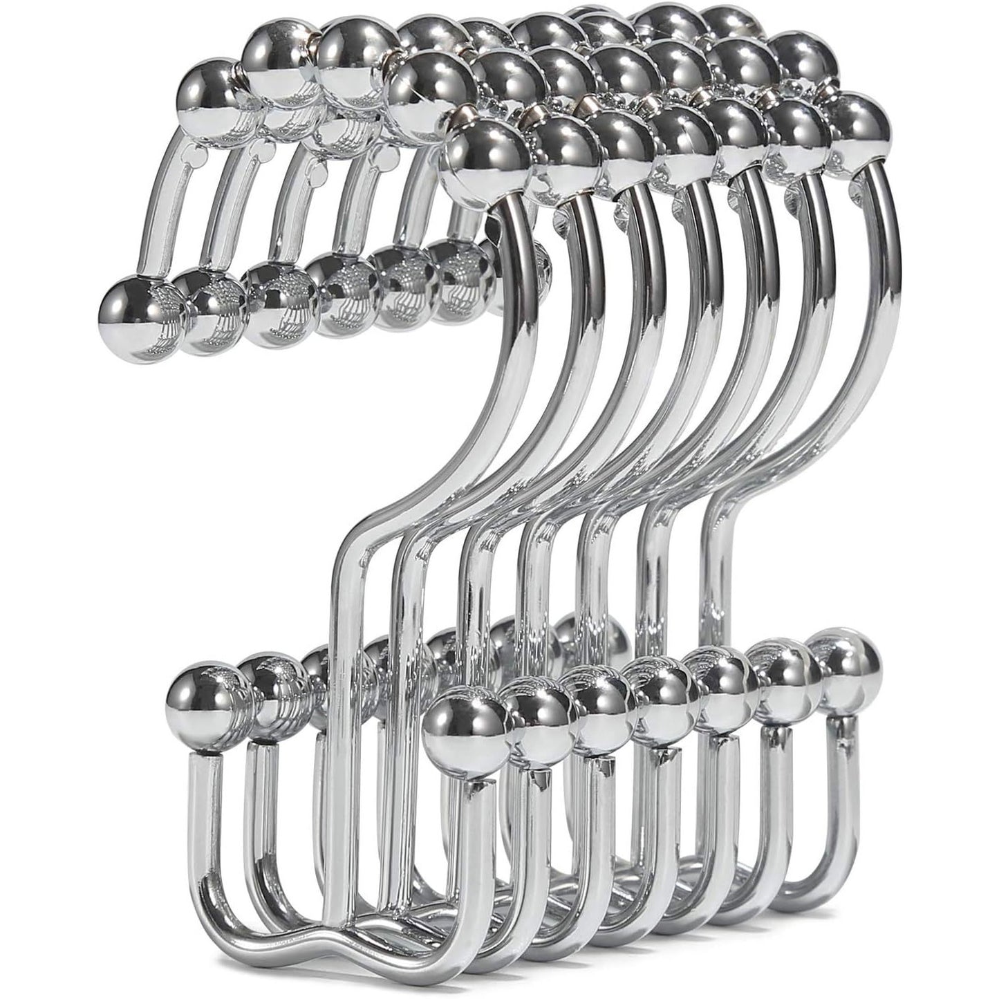 Double Shower Curtain Hooks 24 Units (3 Color Options)
