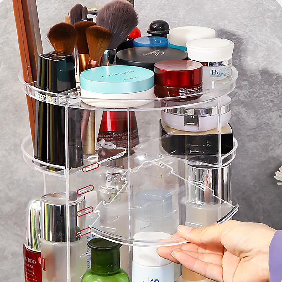 DIY Rotating Adjustable Makeup Organizer