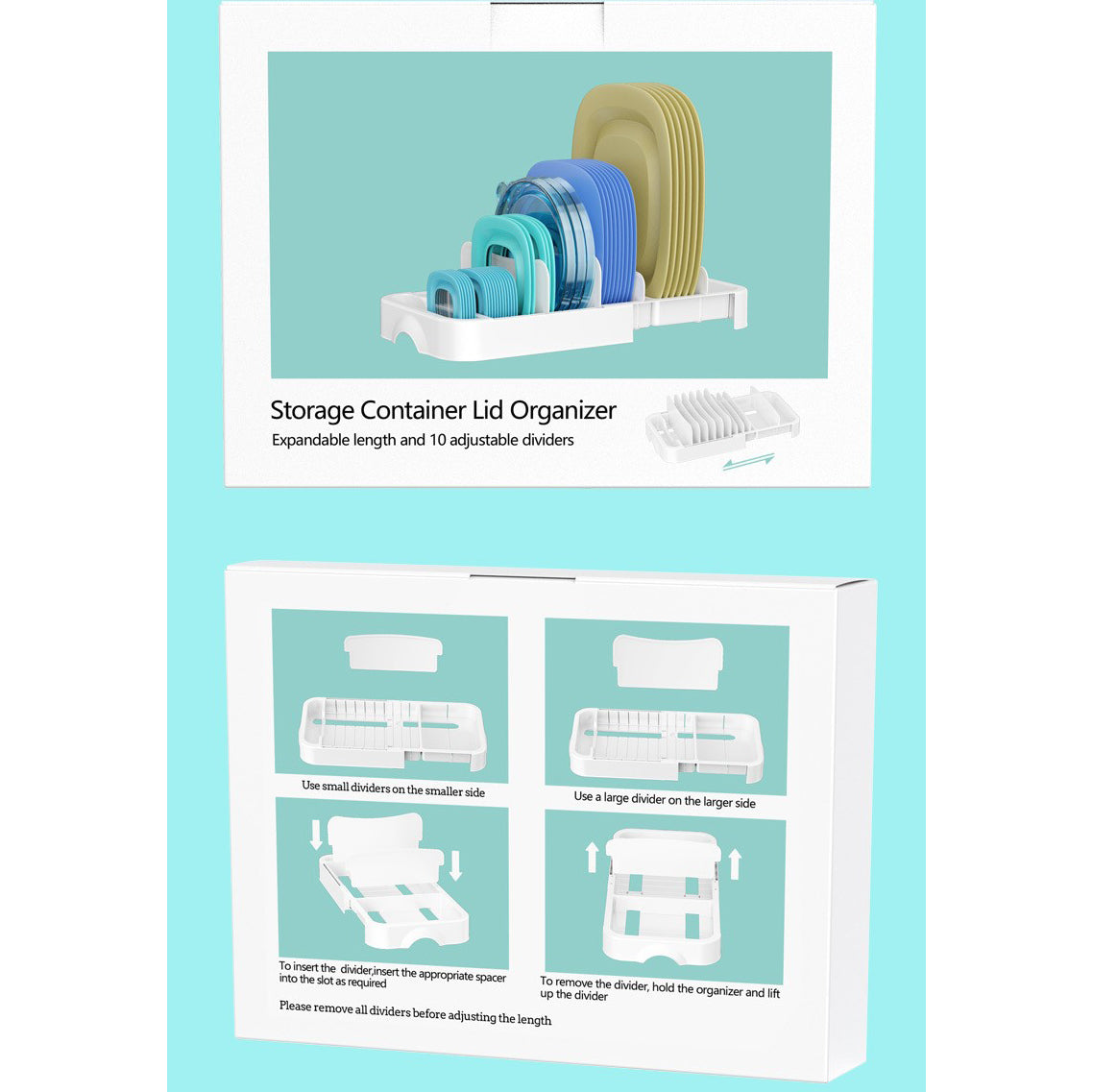 Adjustable Food Container Lid Organizer (3 Size Options)