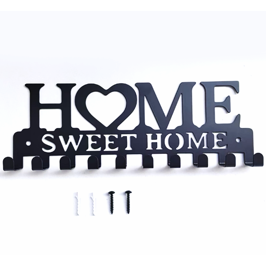 Sweet Home Key Holder Wall Mounted, Black