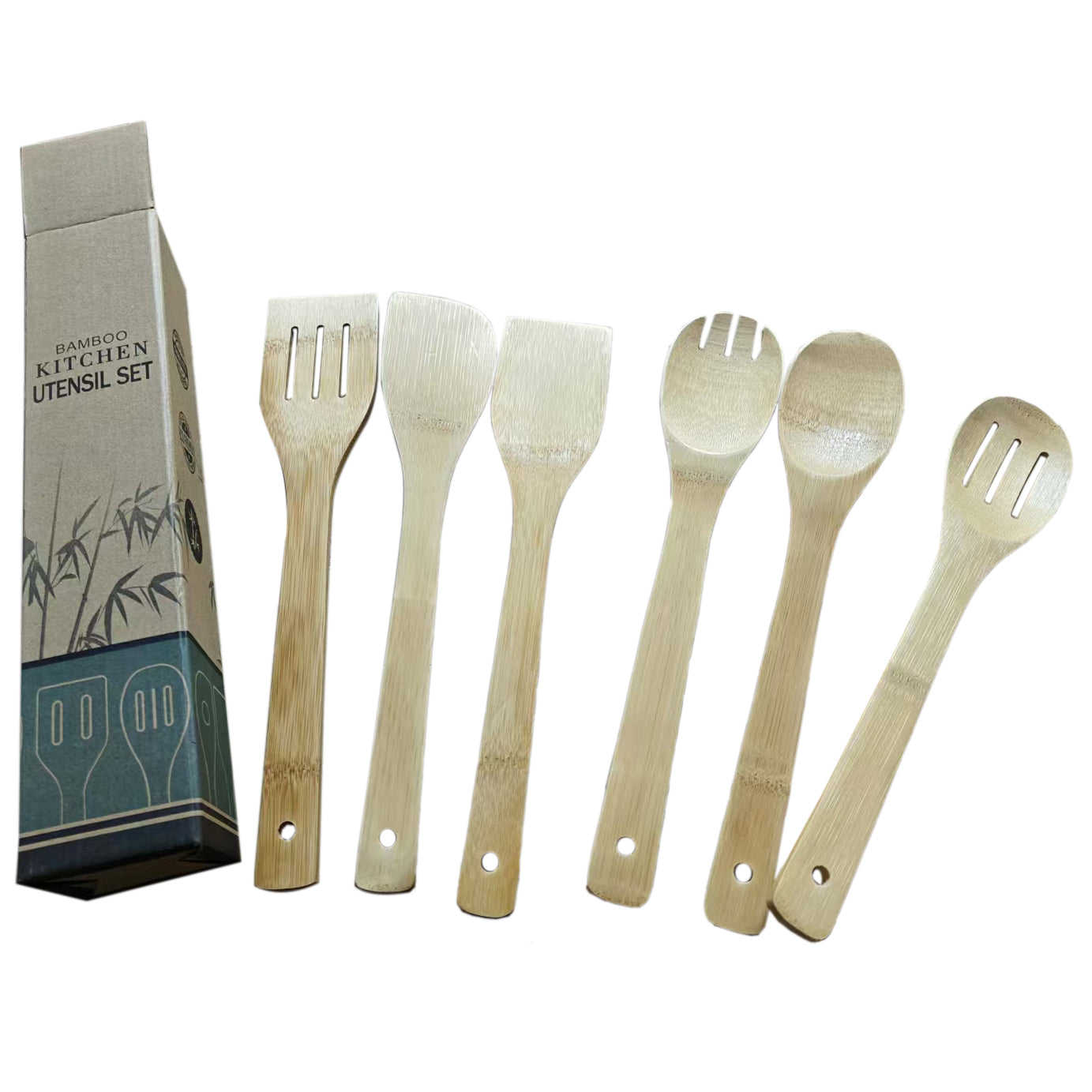 6-Piece Bamboo Wooden Spoons Set