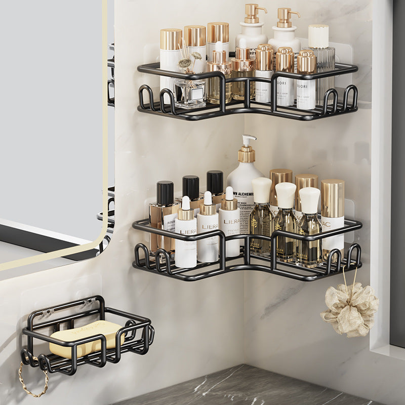 3-Piece Shower Organizer Corner with Soap Holder, Black