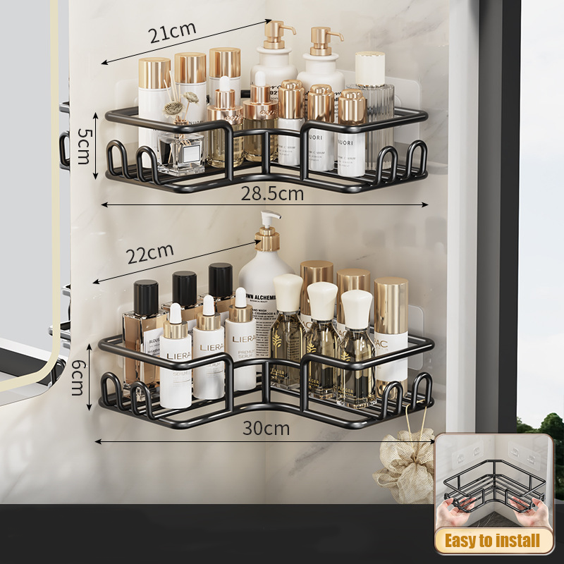 3-Piece Shower Organizer Corner with Soap Holder, Black