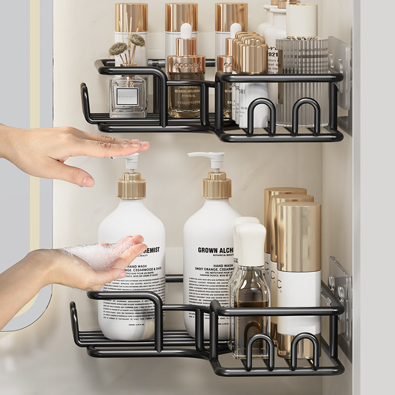 3-Piece Shower Organizer Corner with Soap Holder, Black