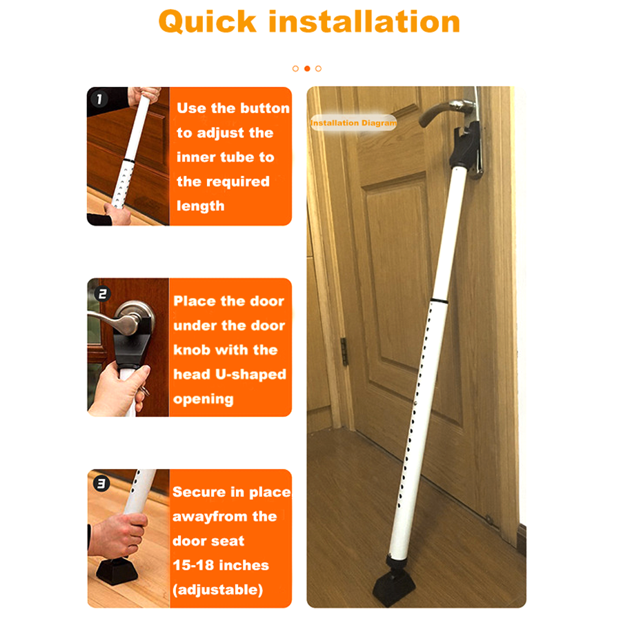 Door Security Bar & Sliding Patio Bar, White