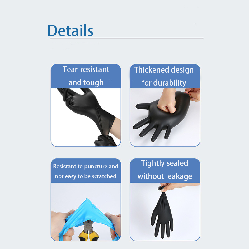 Disposable Nitrile Gloves 2 Pack / Each Pack 100 Units XL / L /M, Black