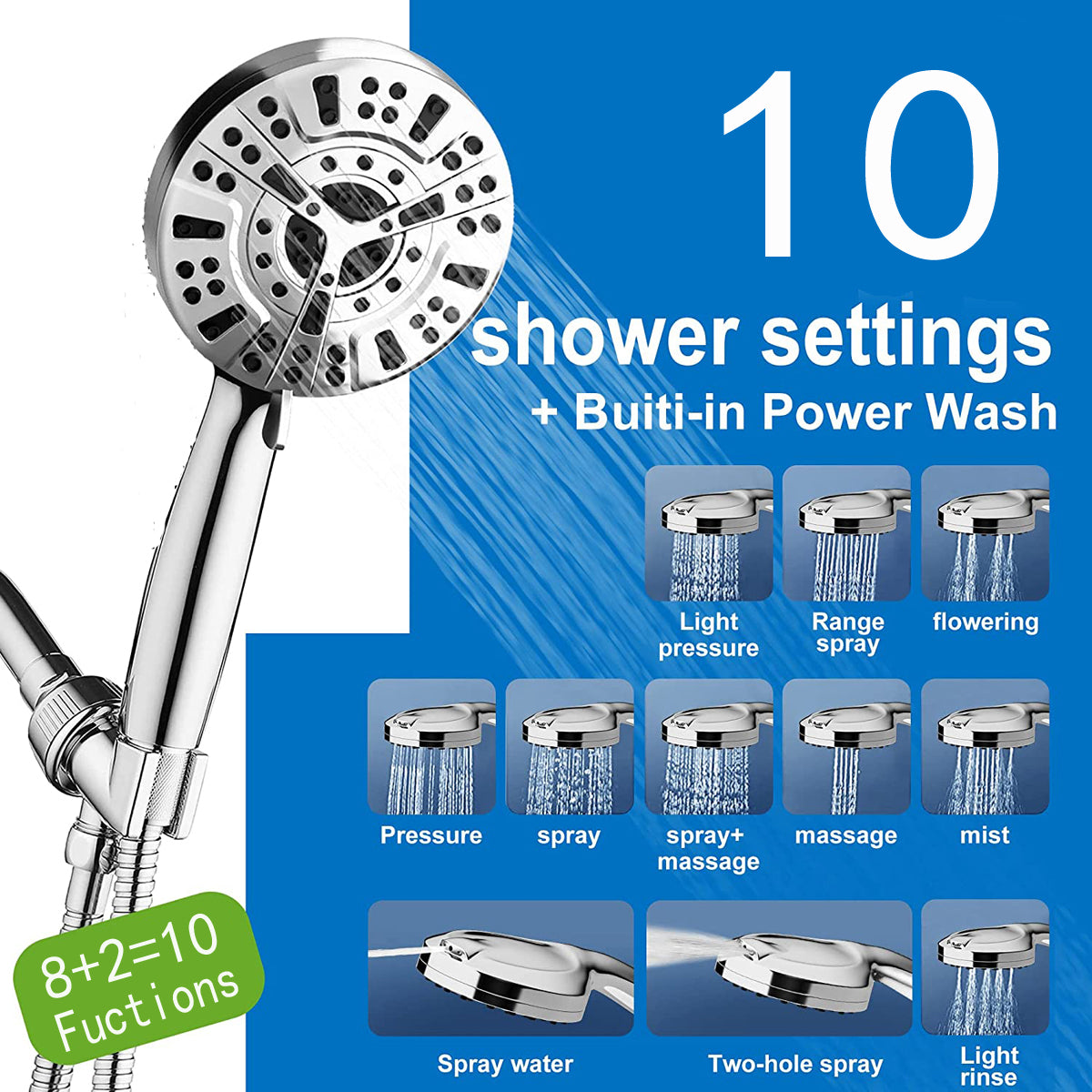 High Pressure 10-mode Handheld Shower Head
