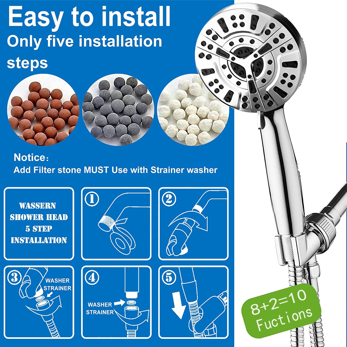 High Pressure 10-mode Handheld Shower Head