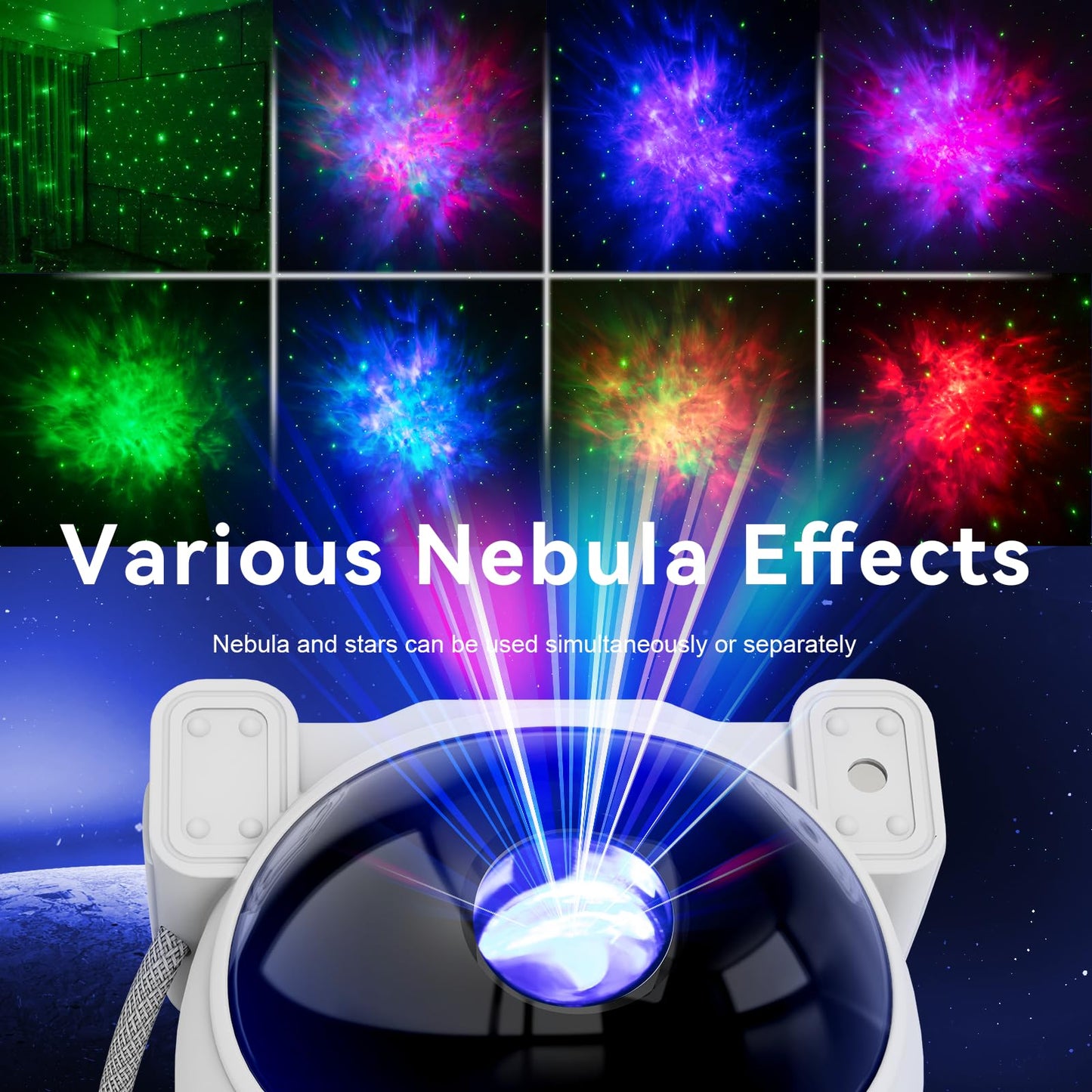 Star Projector Galaxy Night Light, White