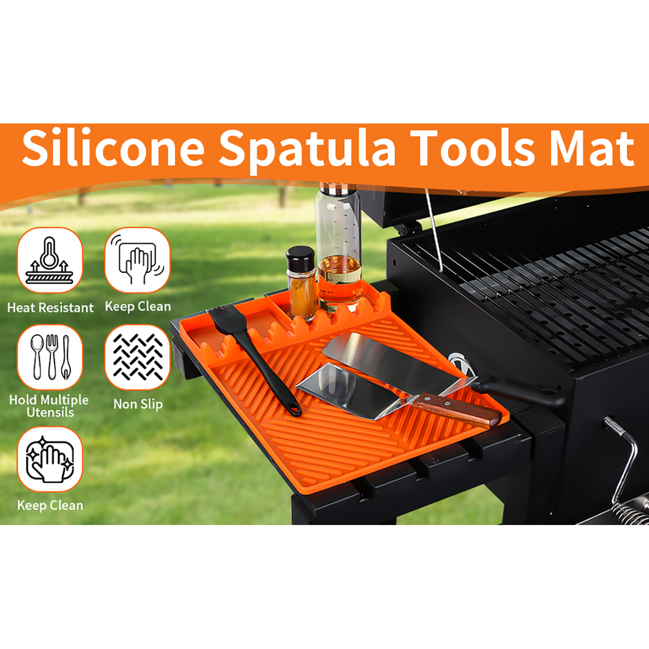 Silicone Grill Barbeque Mat, Orange