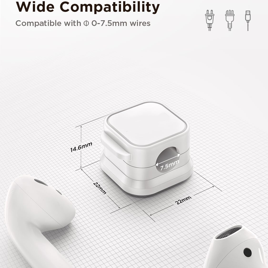 Magnetic Cable Clips 24 Units (2 Color Options)