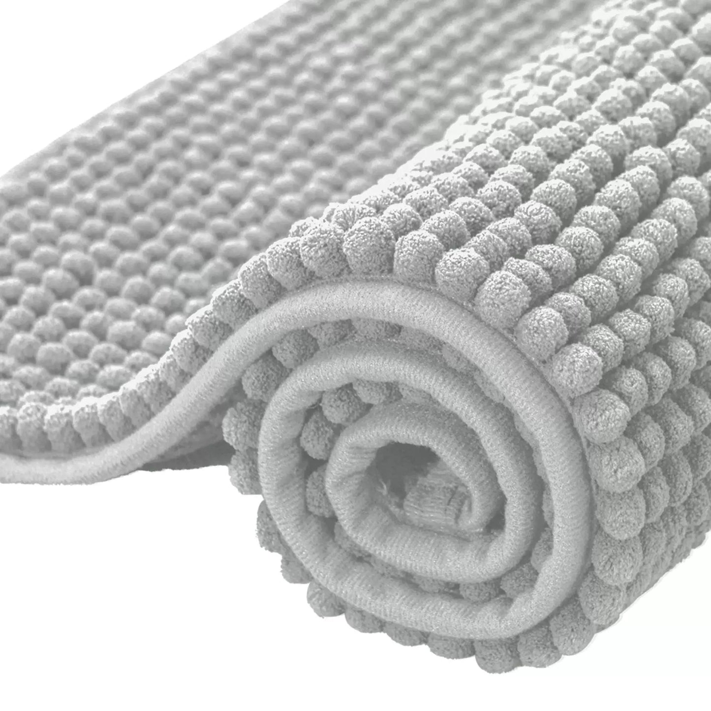 Chenille Bath Mat 20x32 Inches / 16x24 Inches, Grey
