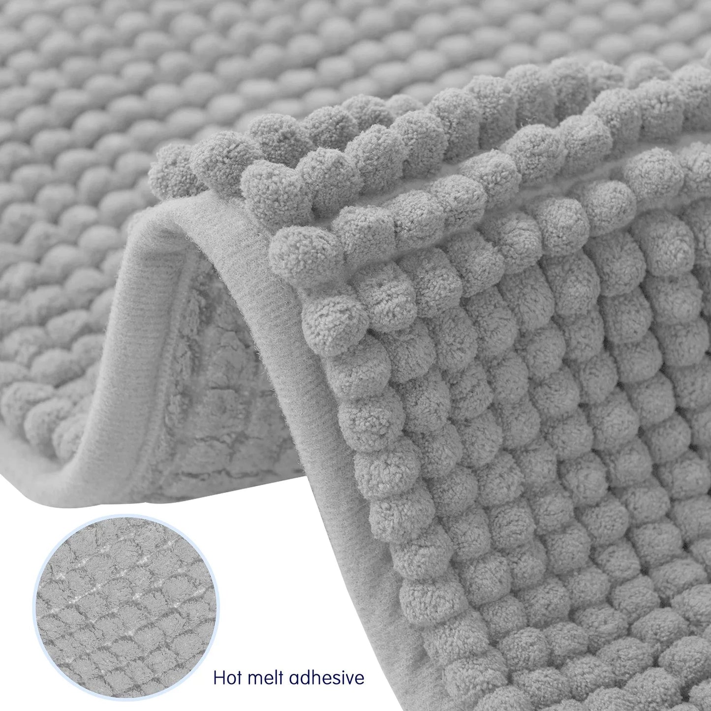 Chenille Bath Mat 20x32 Inches / 16x24 Inches, Grey