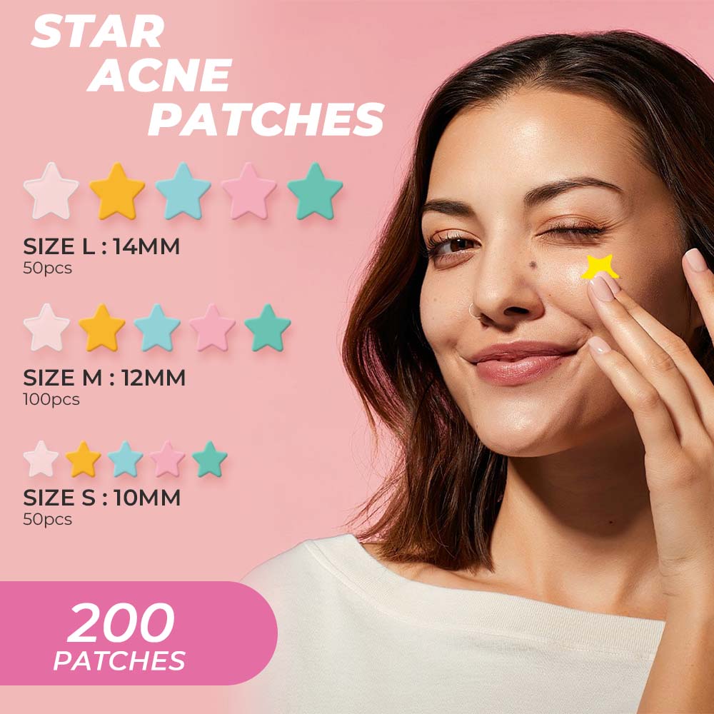 Pimple Patch for Covering Zits and Blemishes 200 Patchs Round-shaped / Star-shaped