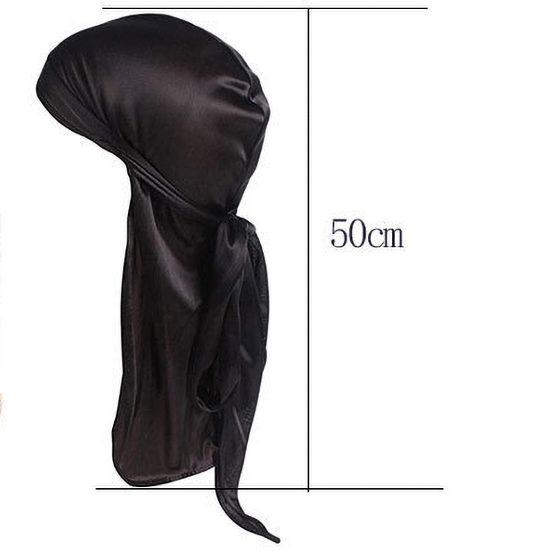 4-Piece Long Tail Doo Rag Adjustable Wide Straps Wave Caps (black, silver, roral blue, red)