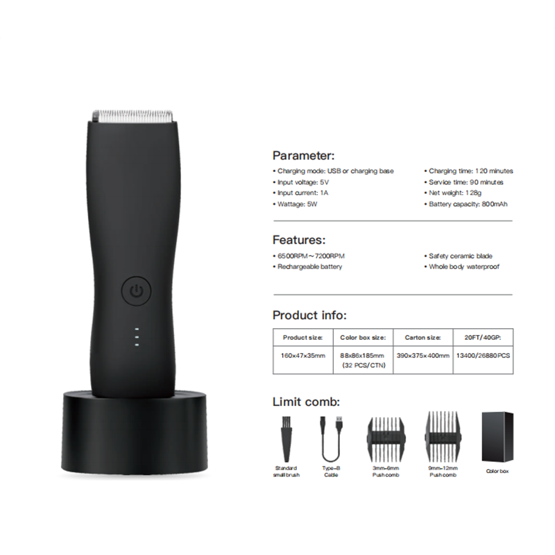 Waterproof & Rechargeable Body Hair Trimmer (2 Color Options)