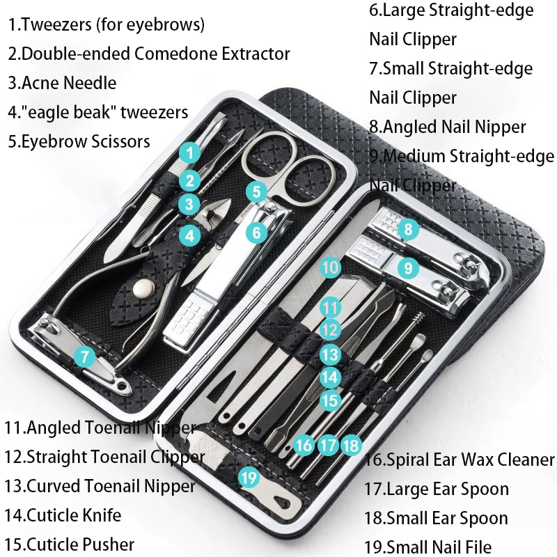 19-Piece Stainless Steel Nail Clippers Set