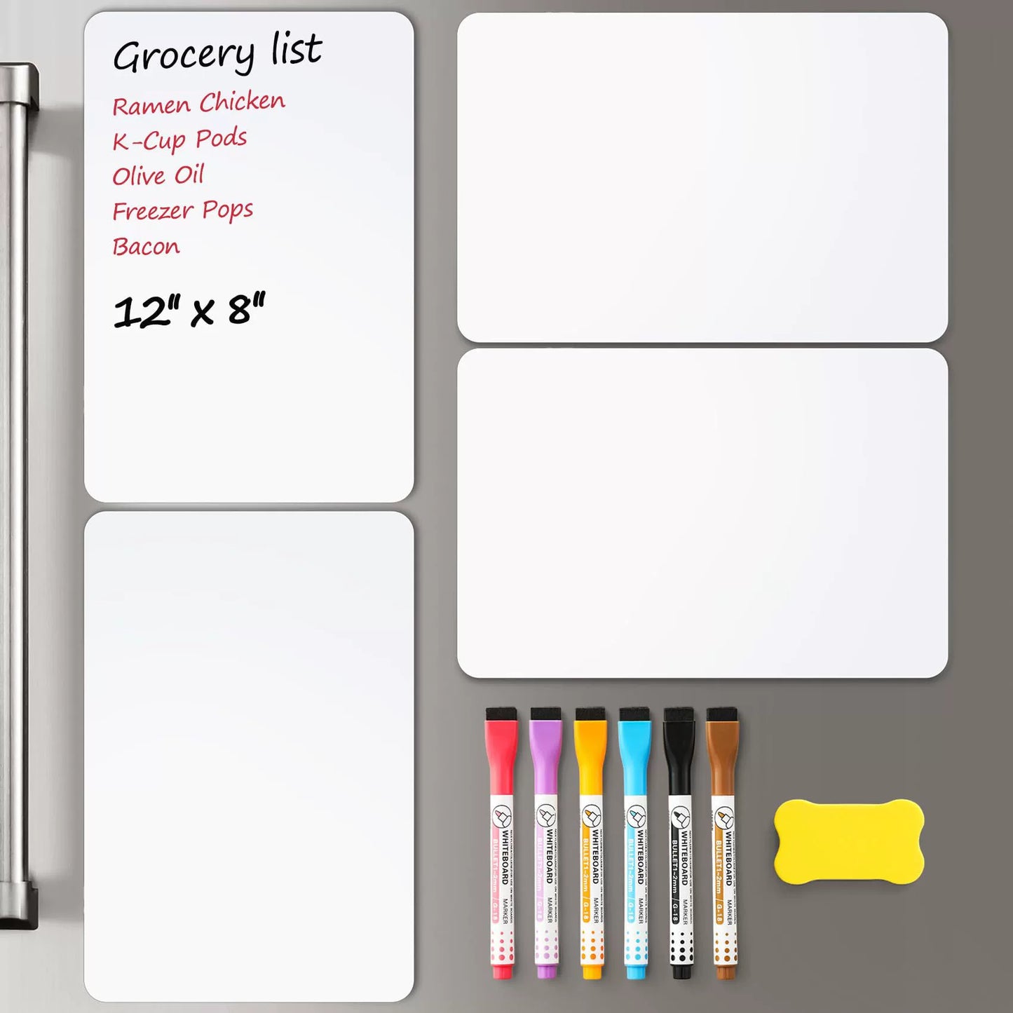 4-Piece Magnetic Dry Erase Board Sheet for Fridge