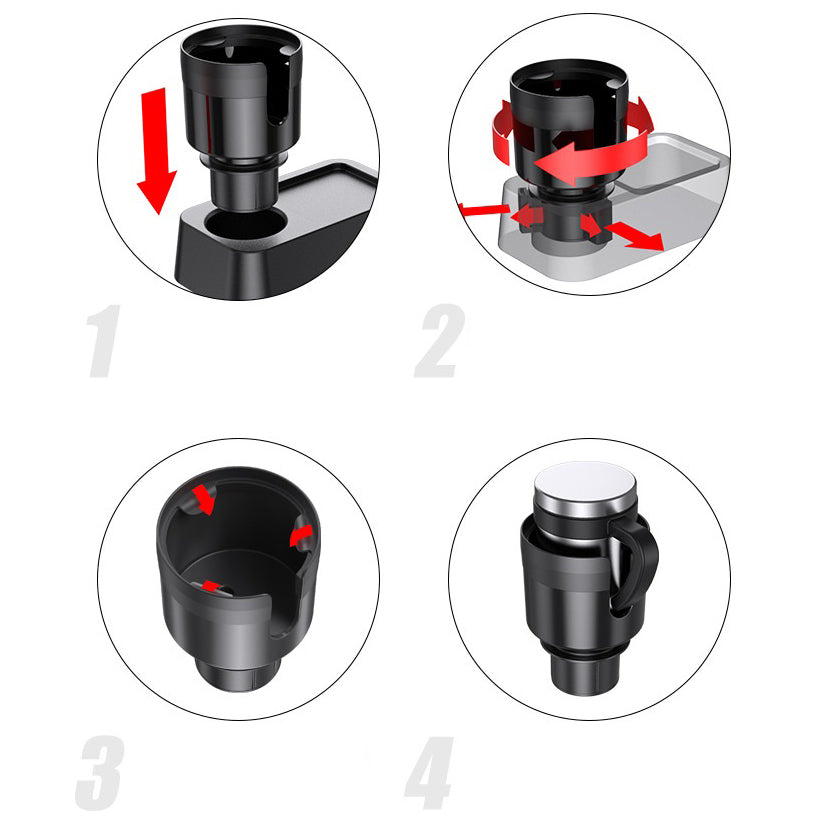 Car Cup Holder Expander Fits Bottles in 3"-3.9" / 16-40oz