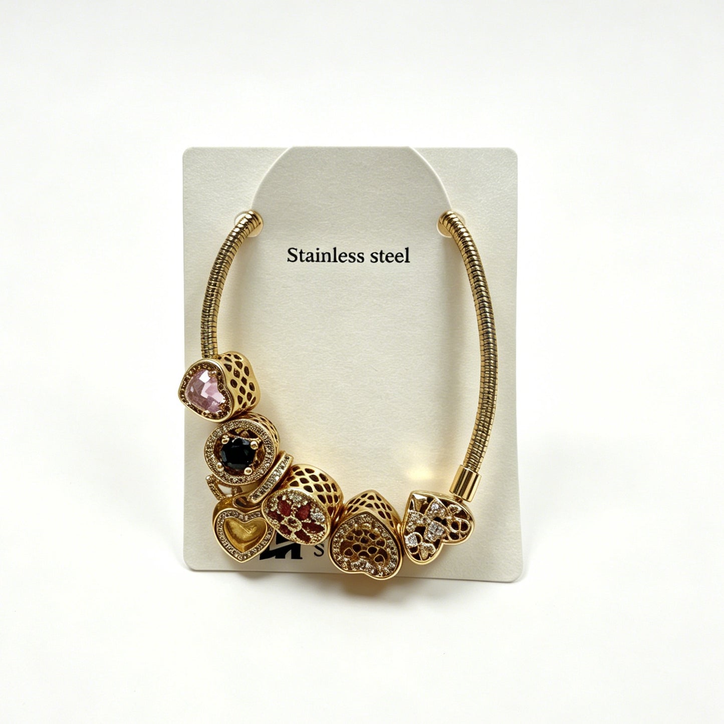 Gold-Tone Bracelet with Heart Charms