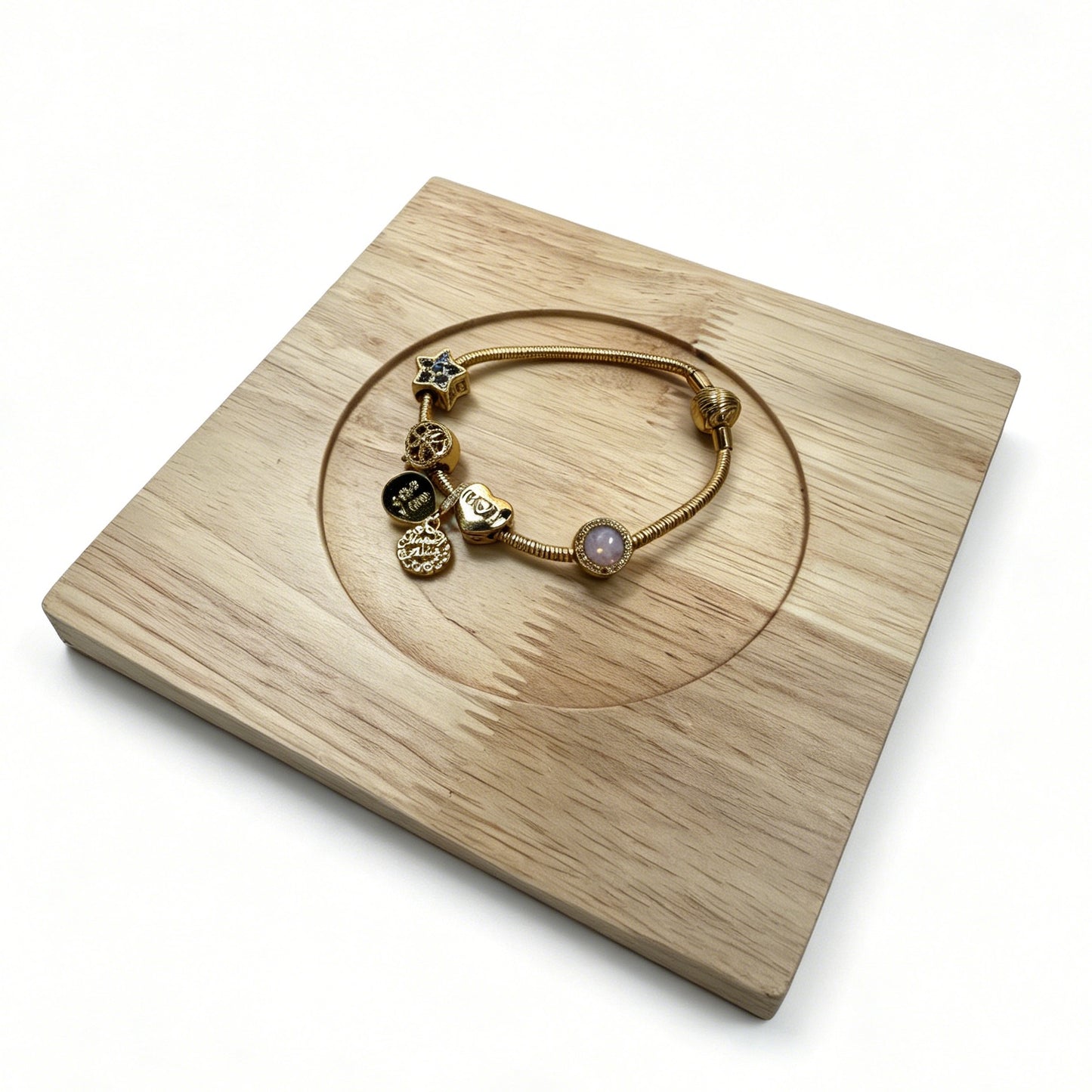 Gold-Tone Bracelet with Star & Mom Charms