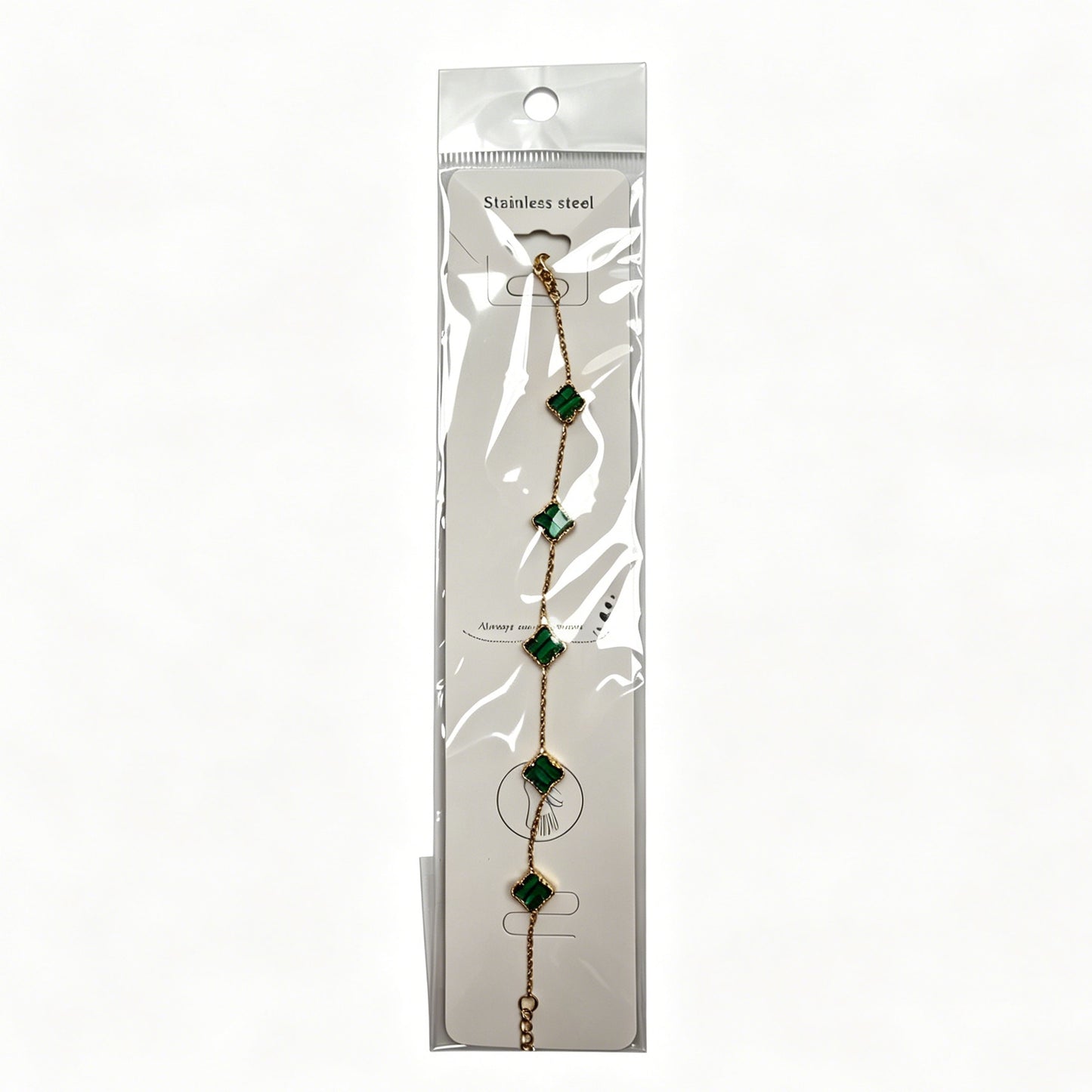 Gold-Tone Clover Necklace with Green Charms