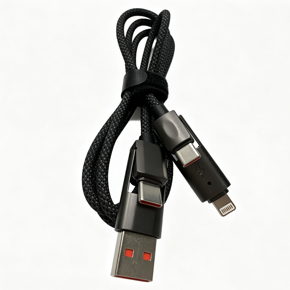 4 in 1 Multi USB Charging Cable, USB-A & USB-C to Lightning & Type-C Braided Data Cable, 1M