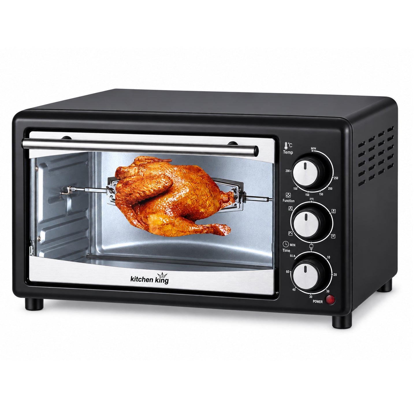 21L/22QT Countertop Toaster Oven 1200W, Kitchen King, Black