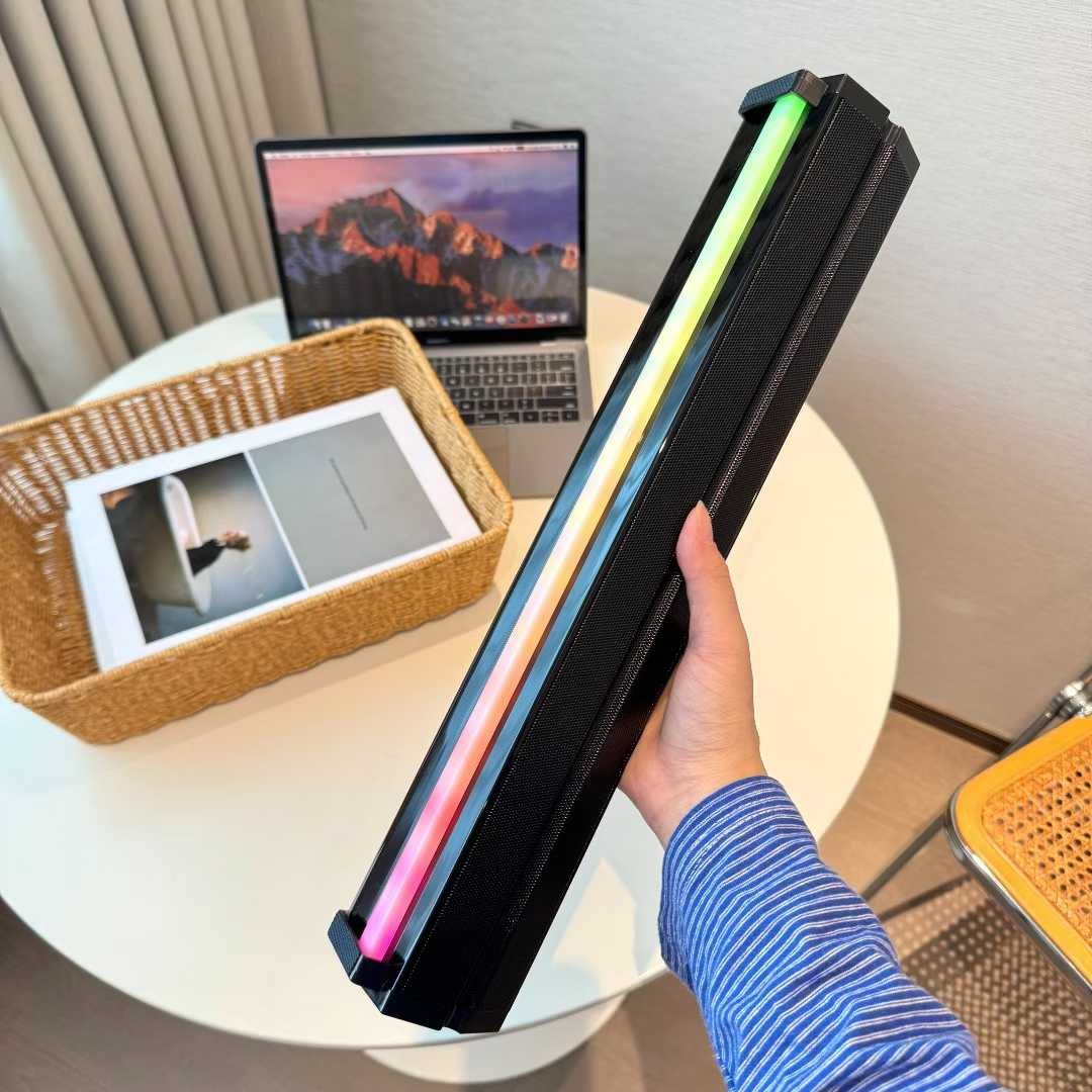 Wireless Mini Sound bar for TV with Subwoofer RGB Light 1200 mAh Portable Music Speaker